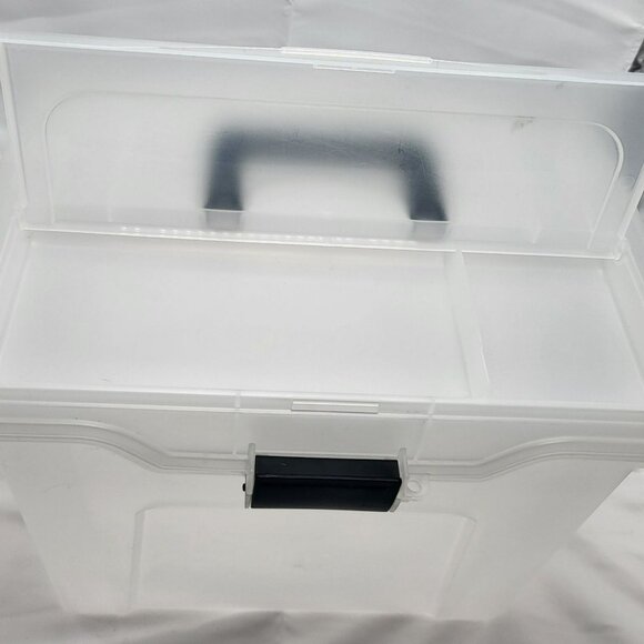 Portable Travel File Holder Box Letter Size W Storage & Top Handle Clear Black - Picture 8 of 11